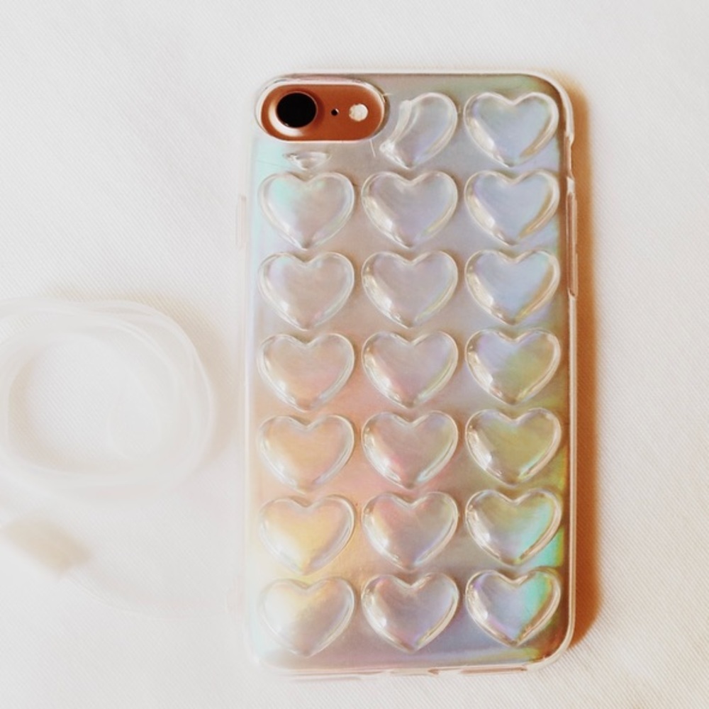 iPhone 7 Unicorn Hologram 3D Heart Case
